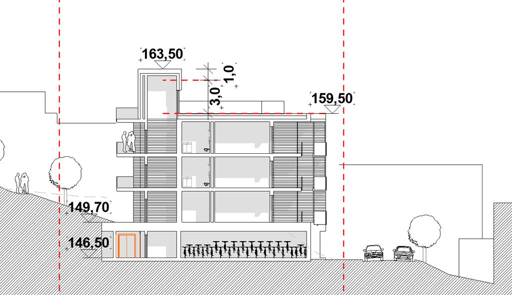 2. For er det tillatt takterrasse med adkomst fra heis. I 3.