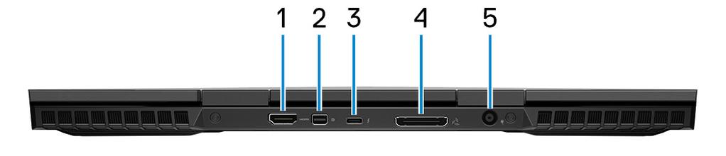 2 Mini DisplayPort Koble til en TV eller en annen DisplayPort-inngangsaktivert enhet. Gir video- og lydutgang. 3 Thunderbolt 3 (USB type-c)-port Støtter USB 3.1 Gen 2, DisplayPort 1.