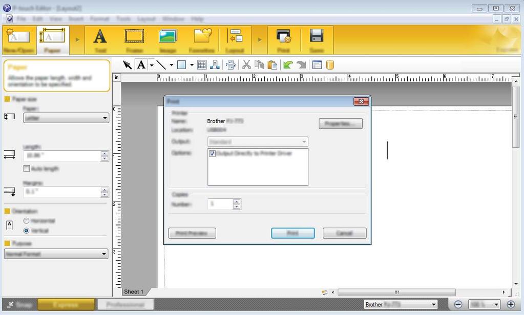 Hvordan bruke P-touch Editor (bare Windows ) Skrive ut med P-touch Editor 6 Express-modus 6 Denne modusen gjør at du raskt og enkelt kan lage oppsett som omfatter tekst og bilder.