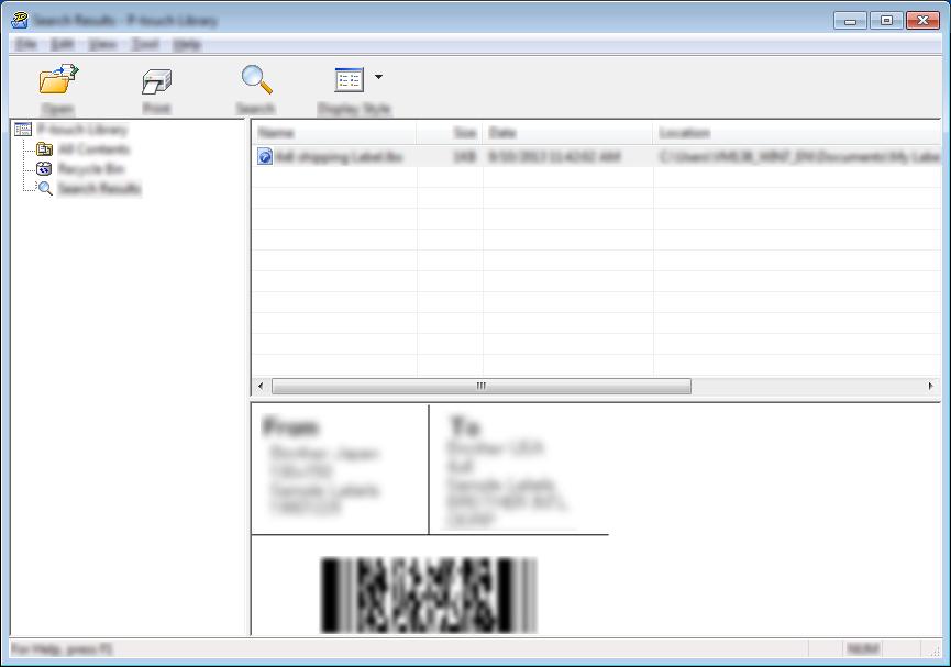 Hvordan bruke P-touch Transfer Manager & P-touch Library (bare Windows ) 2 Angi søkekriteriene.