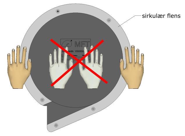 Kontrollere at minimumsavstanden fra bunn kum til virvelkammerets senterlinje, bmin, opprettholdes (se datablad/produktinformasjon). 4.