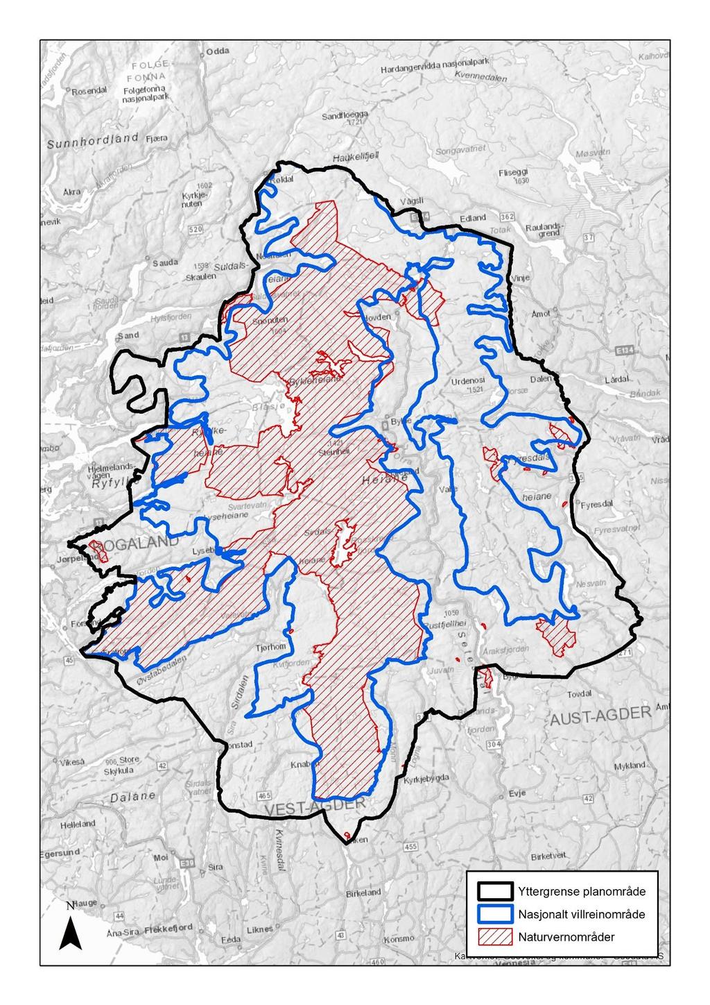 Kart som viser den geografiske avgrensinga til planområdet til