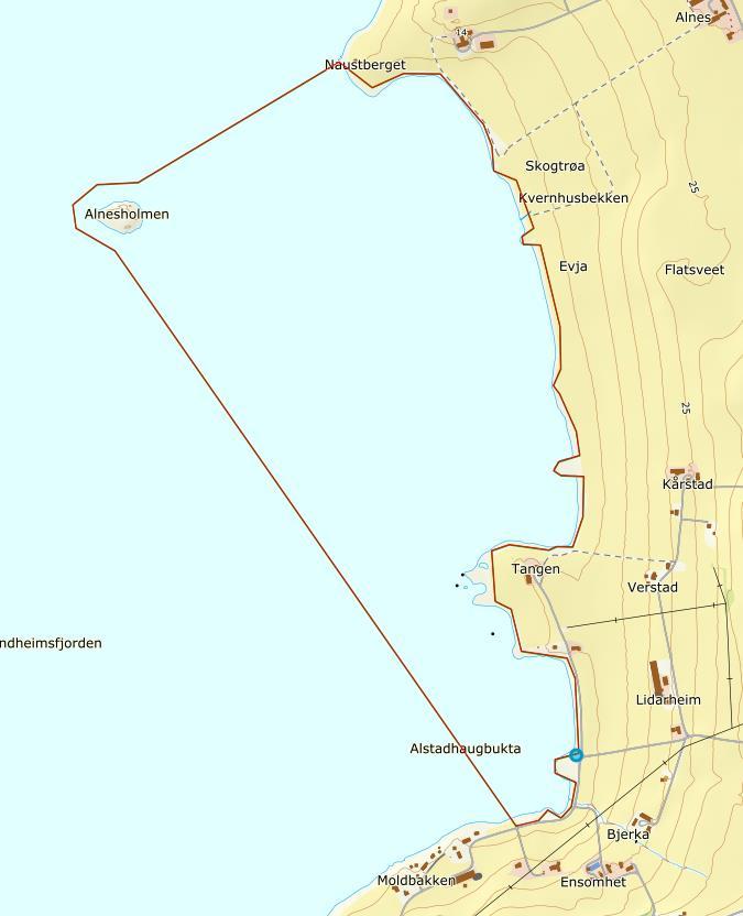 Besøksstrategi for 8 fuglefredningsområder i Ramsar-området Trondheimsfjorden våtmarkssystem Vedlegg 5 kart Alnes Figur 7.