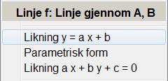 Oppgave 4.15 Ei linje går gjennom punktene ( 3, 3) og (3, 0). Finn likningen for linja.