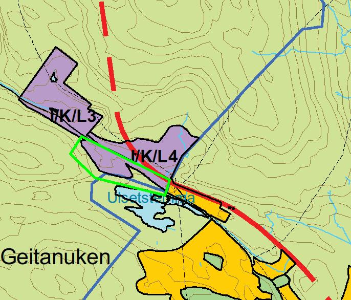 Planområdet er på i alt 108 daa, herav 32,1 daa til næringsformål og 64,1 daa til LNF-formål. Utnyttelsesgrad er satt til % BRA=165, som kan gi ca 50.