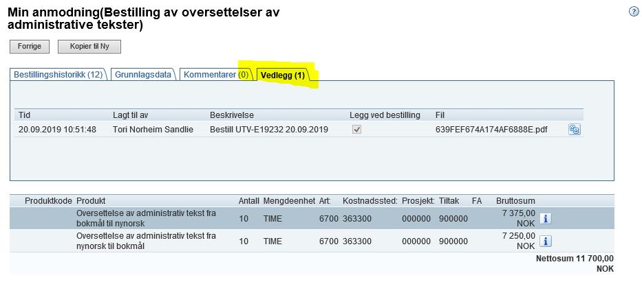 Klikk på fliken Vedlegg ii.