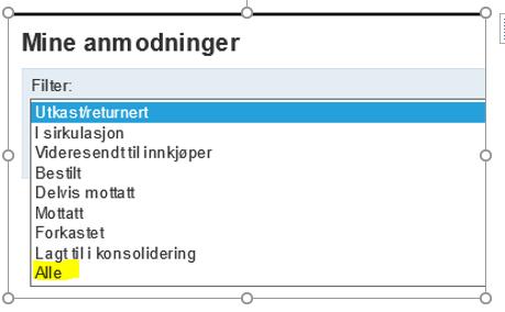 Først skal du finne frem til alle anmodninger som du har laget. a. Velg Mine anmodninger b.