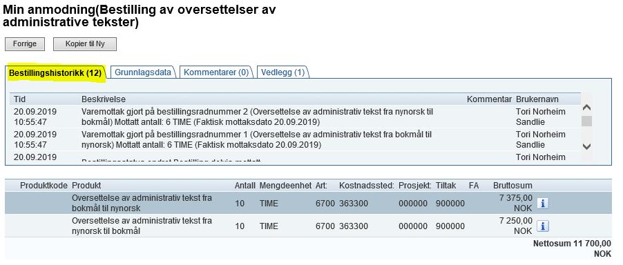 Hvordan er bestillingslinjene kontert?