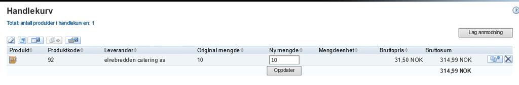 d. Tilbake i PM velger du. Fortsett på vanlig måte for å få opprettet anmodningen Merk! For enkelte eksterne kataloger kommer ikke ledetiden (leveringsdatoen) med over til bestillingssystemet.