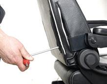 på 200 mm. Når håndtaket slippes, låses setet automatisk ved nærmeste stopp.