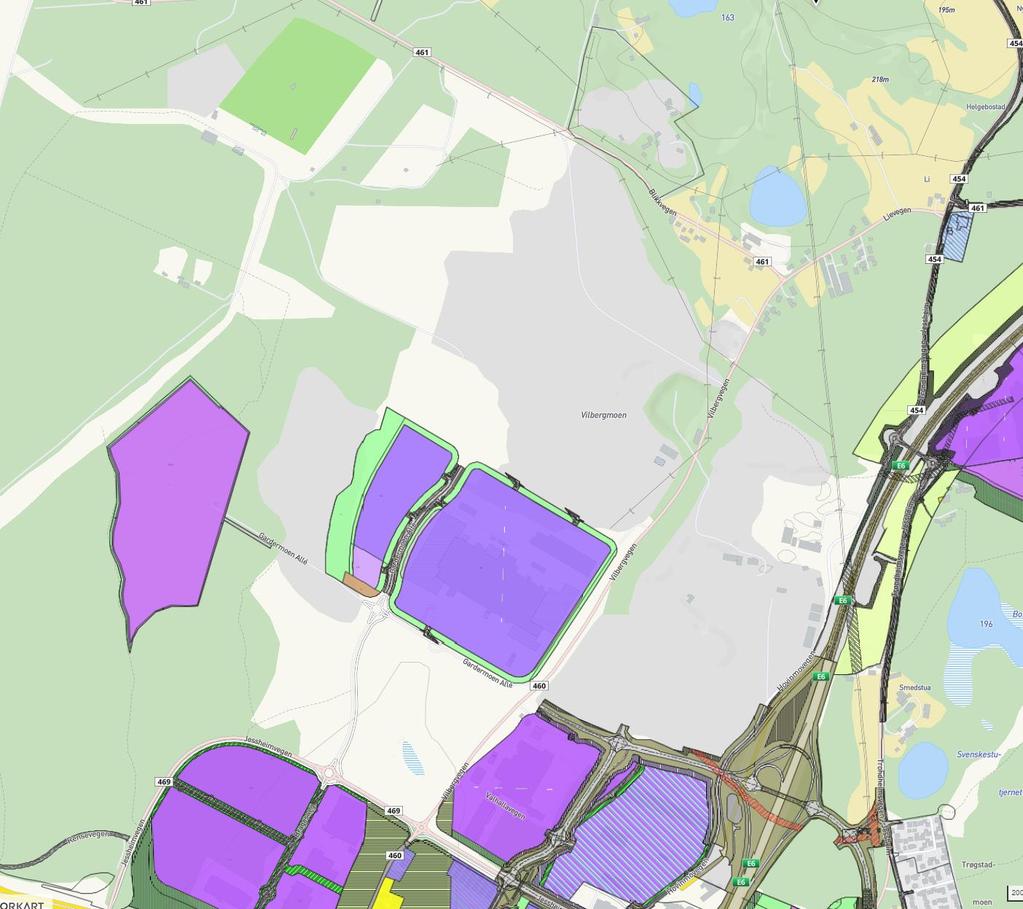 Gjeldende tilgrensende planer: Områderegulering I Sør-øst grenser planområdet til områdereguleringsplan for Gardermoen Næringspark 1 fra 2016.