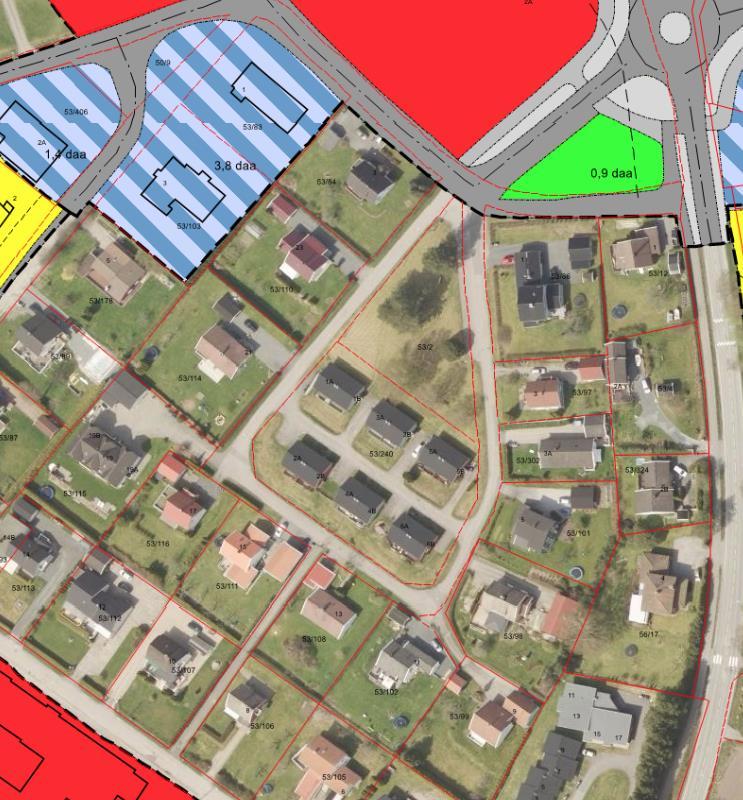 Reguleringsplan og ev. bebyggelsesplan: Området er ikke regulert Grenser til områderegulering Karlshus sentrum (planforslag) i nord.