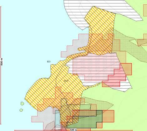 B23 Osestadstrand Utløsningsområde og utløpsområde snøskred og steinsprang.