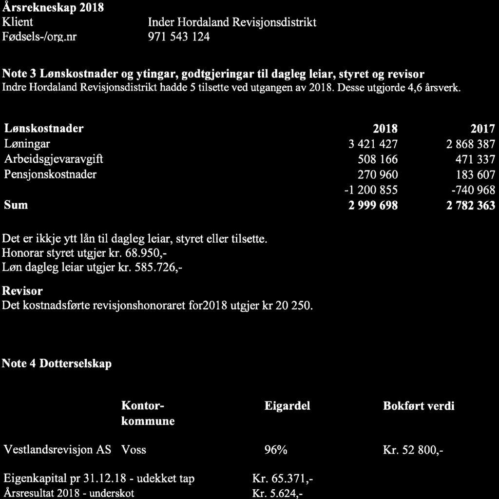 Årsrekneskap 2018 Klient Fodsels-/org.nr.