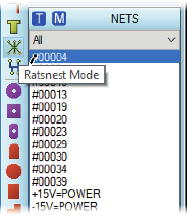 Under NETS ser du alle forbidelsene (NETLIST) mellom komponentene.