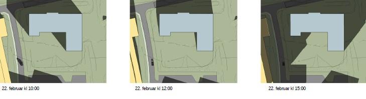 Solforholdene for barnehagen, midtvinters etter 1400, er noe redusert, som vist i solstudien, men akseptable.