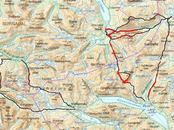 Kartet over viser forvaltningsprioriterte arter på strekningene som Jordal har undersøkt. Hvorvidt det bør klopplegges med plank eller stein er forvalter ikke helt sikker på i detalj.