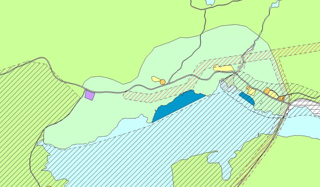 Kartutsnittet viser området for spredt bebyggelse ved Gjersvika med lysegrønn farge midt i kartet. Store deler av området ligger inne med hensynssone for bevaring av kulturmiljø.