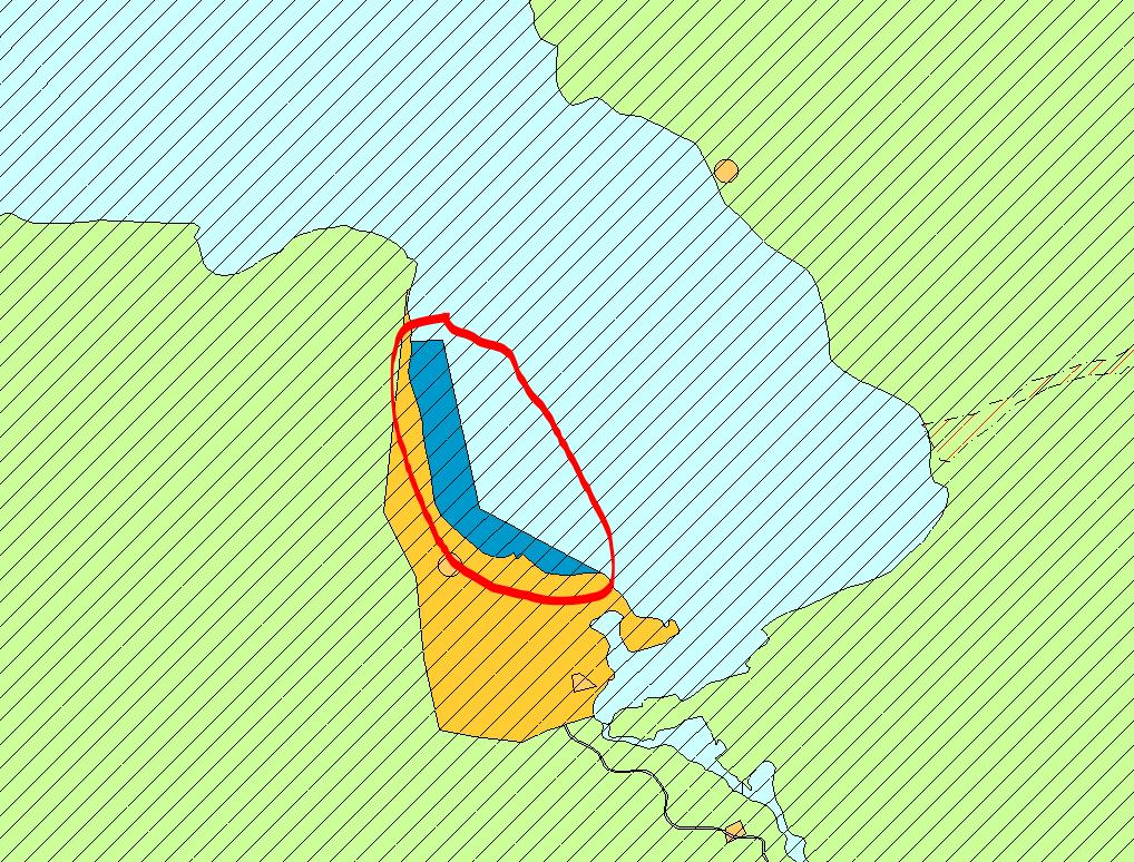 Konsekvensutredning småbåthavn Renselvatnet: Området utgjør 48 daa og berører strandsonen mot eiendommene: Gnr./Bnr.