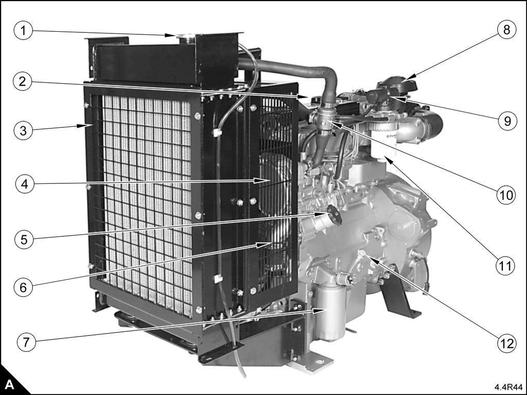 Oversikt over motoren 2 Innledning Perkins-motorer lages for spesielle bruksområder og illustrasjoner i denne boken kan derfor være forskjellig fra motoren du har. Plassering av motorkomponenter - 4.