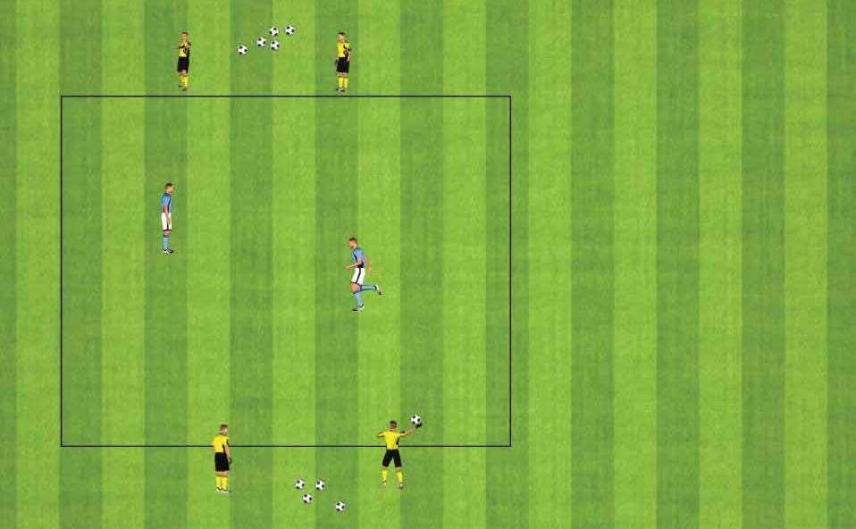 3. GJENNOM FIENDELAND Spillerne i midten skal forsøke å hindre at ballen som skal kastes som stusskast når over til spillerne på andre