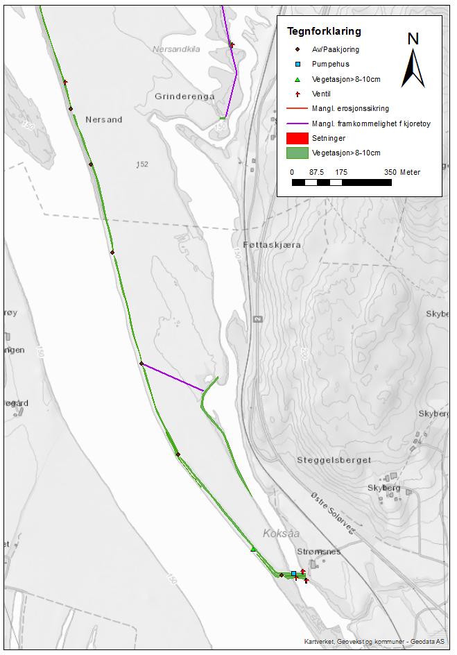 Grinder flomverk (VV 7614, 8936) og pumpestasjon (VV 7614), Grue kommune Status og vurdering av behovet for oppgradering 3 Teknisk tilstand Figur 10 Observasjonene ved