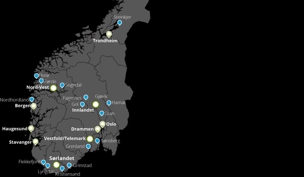 Deloitte Advokatfirma Kontorstruktur 8 kontorer 250 Deloitte Norge har 1445 medarbeidere fordelt på 22 lokasjoner, av disse er ca.