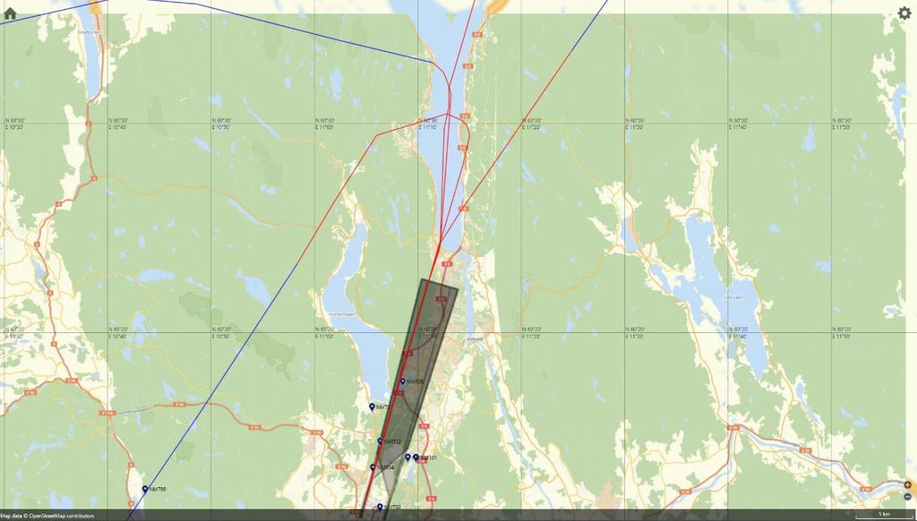 Jetflylandinger fra nord med lav høyde nord for N 60 30 00 Figur 9.