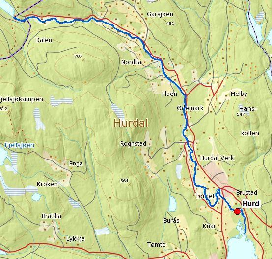 VF Høverelva/Hurdalselva (002-1568-R) Høverelva/Hurdalselva ble i 2018 overvåket i en vannlokalitet nederst i hovedvassdraget - 002-58990. Vannlokalitetens plassering er vist i figur 3-11.