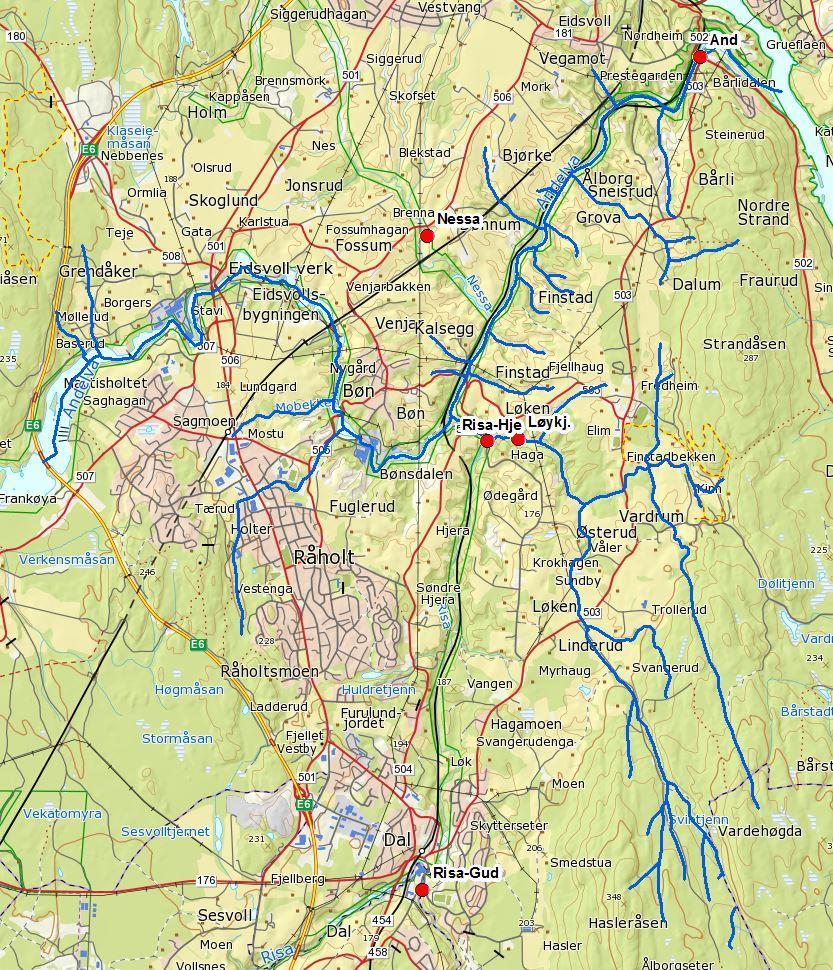 VF Andelva med tilløpsbekker (002-1553-R) Andelva med tilløpsbekker ble i 2018 overvåket ved to vannlokaliteter.