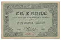 3043323 1+/01 400 201 2 kroner 1922. 6921800 01 800 202 1 krone 1917.