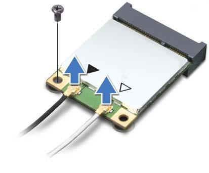 Fremgangsmåte 1 Koble antennekablene fra kontaktene på minikortet.