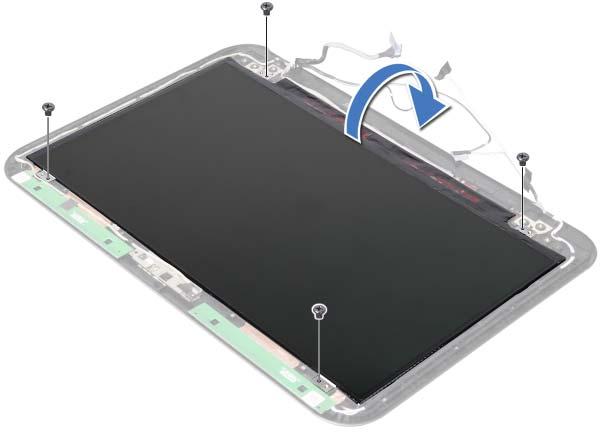 Fremgangsmåte 1 Skru ut skruene som fester skjermpanelet til skjermens bakdeksel.