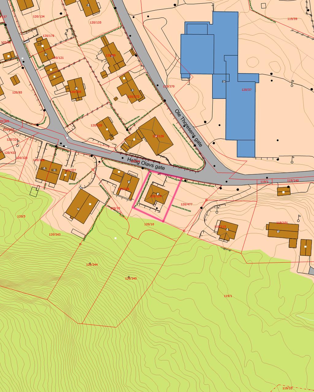 KARTUTSNITT Eiendom: Gnr: 120 Bnr: 114 Fnr: 0 Snr: 0 Adresse: Hellig Olavs gate 72 6006 ÅLESUND Ålesund kommune Annen