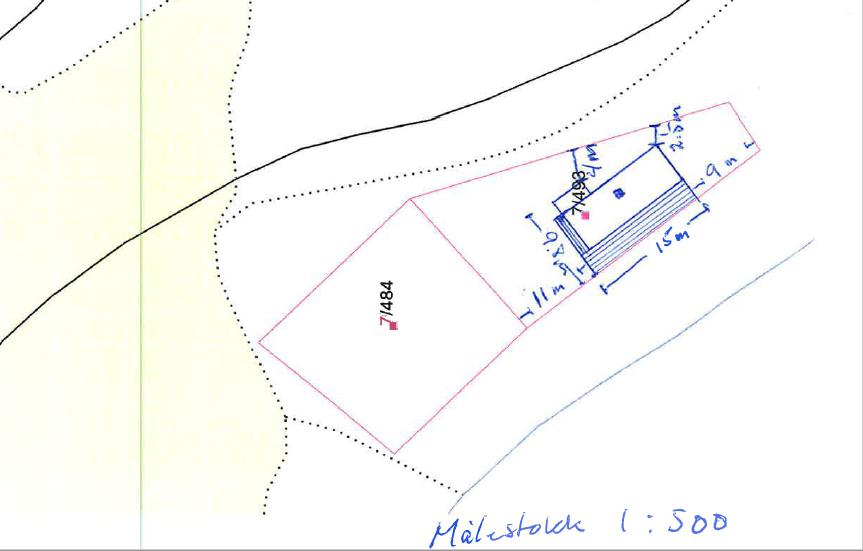 Figur 3 Situasjonsplan fra søknad Beskrivelse av tiltak Oppføring av fritidsbolig i 1 etasje med et bebygget areal på 147 m 2 (basert på situasjonsplan over) og et bruksareal på 65 m 2.