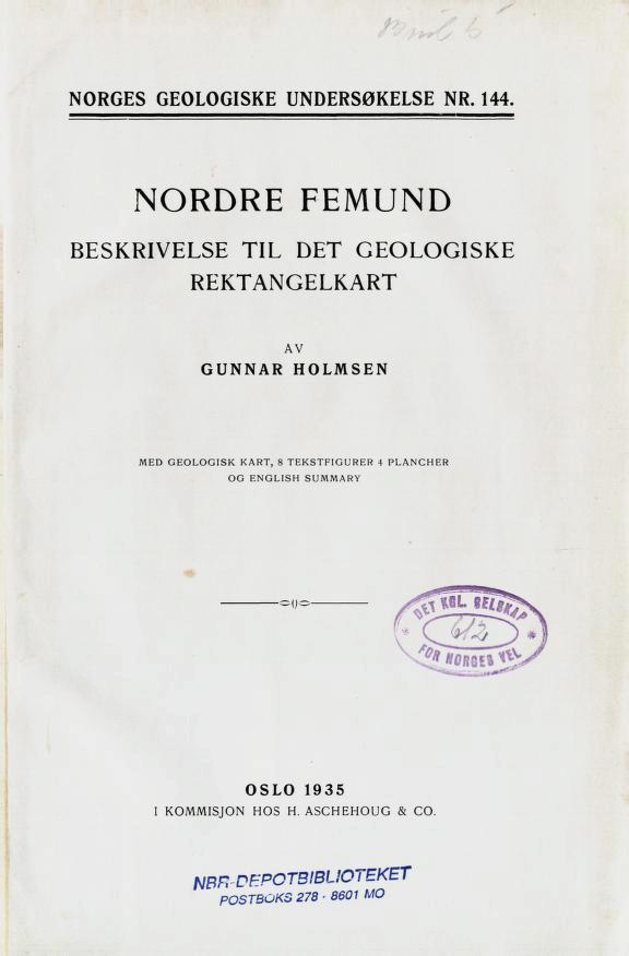 NORGES GEOLOGISKE UNDERSØKELSE NR. 144.