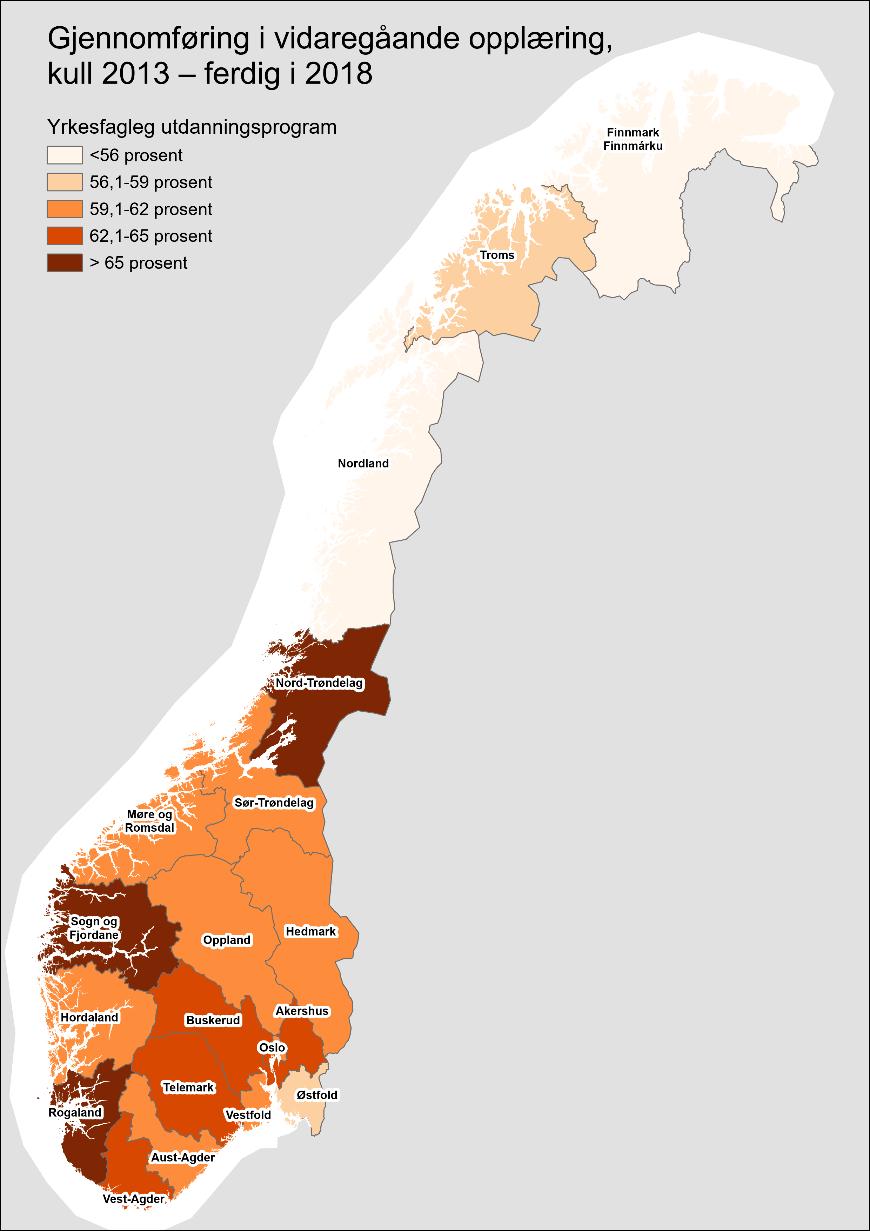 Studieførebuande utdanningsprogram Yrkesfagleg utdanningsprogram Sogn og Fjordane Møre og Akershus Vest-Agder Hedmark Nord-Trøndelag Rogaland Østfold Hordaland Telemark Sør-Trøndelag Oppland Noreg