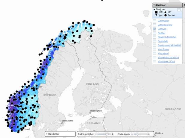 snø-, vær- og vannforhold og klima i Norge og mye mer.