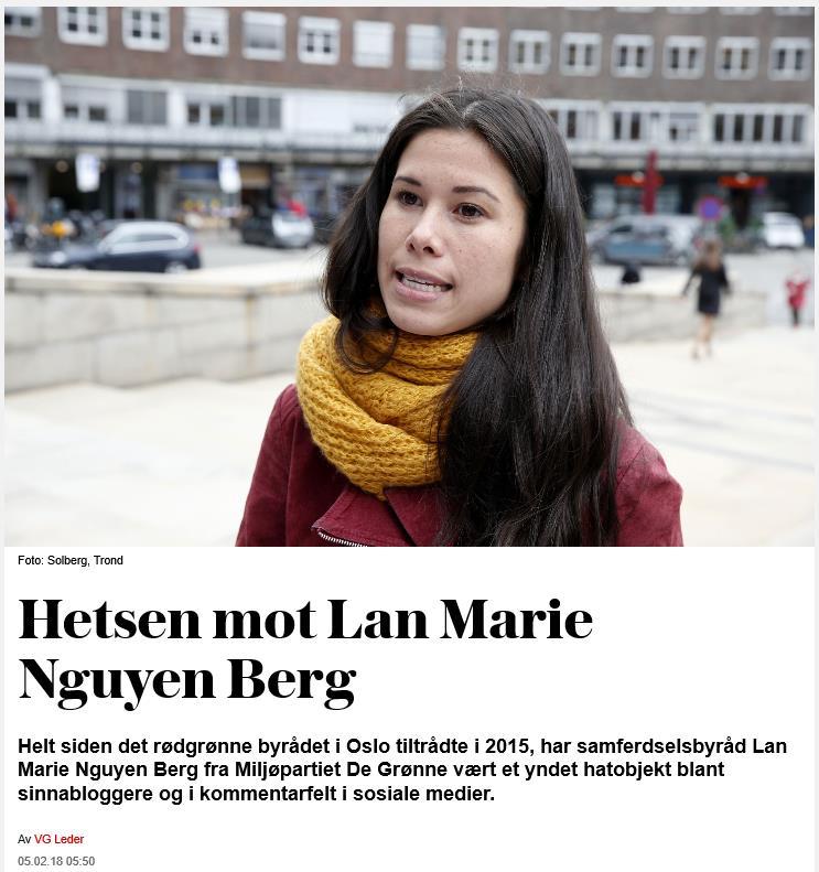 For en uke siden ble det igjen åpnet for en hatfest mot Lan Marie Berg på Facebookgruppa «Mannegruppa Ottar». Dette er et forum med 60.