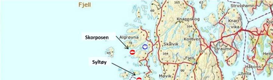OMRÅDE- OG LOKALITETSSKILDRING B-granskinga er utført sørvest for Syltøy i Sund kommune.