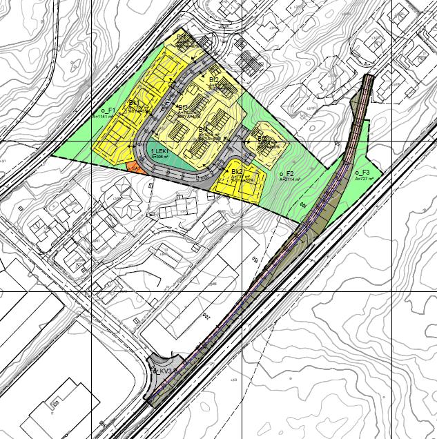 Heldal boligområde - revisjon. Planbeskrivelse 11 Eneboligtomt FS2 i gjeldende regulering justeres, utvides mot syd og omdisponeres til tomt for tomannsbolig - med ny betegnelse KS4.