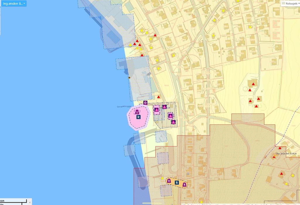 Planinitiativ - Vedlegg 1: PRIVAT REGULERINGSPLAN FOR ROSETFJØRA - Endring gnr.30/157 m.fl. - Volda Kommune Utsnitt Kart - risikosjekk. Kilde www.