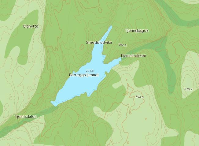 22 Figur 3-5. Jord- og skogressursene ved Bæreggtjernet (kilde: kilden.nibio.no). Konsekvenser Nedleggelse av dammen vil på sikt kunne gi økt skogsareal, og bedrede driftsforhold for skogbruket.