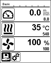 Dette gjelder hastighet og temperatur. Hvis funksjonen er deaktivert, vises kun de nominelle verdiene. Funksjonen "Set Values" (innstilte verdier) er deaktivert fra fabrikken. 6.