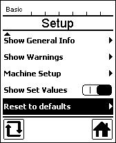 Sett nå "Advanced Mode" (avansert modus) til "On" (på) og velg deretter "Reset to defaults" (tilbakestilling til standard).