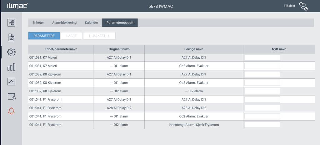 8.5 Parameteroppsett Naviger til Innstillinger.