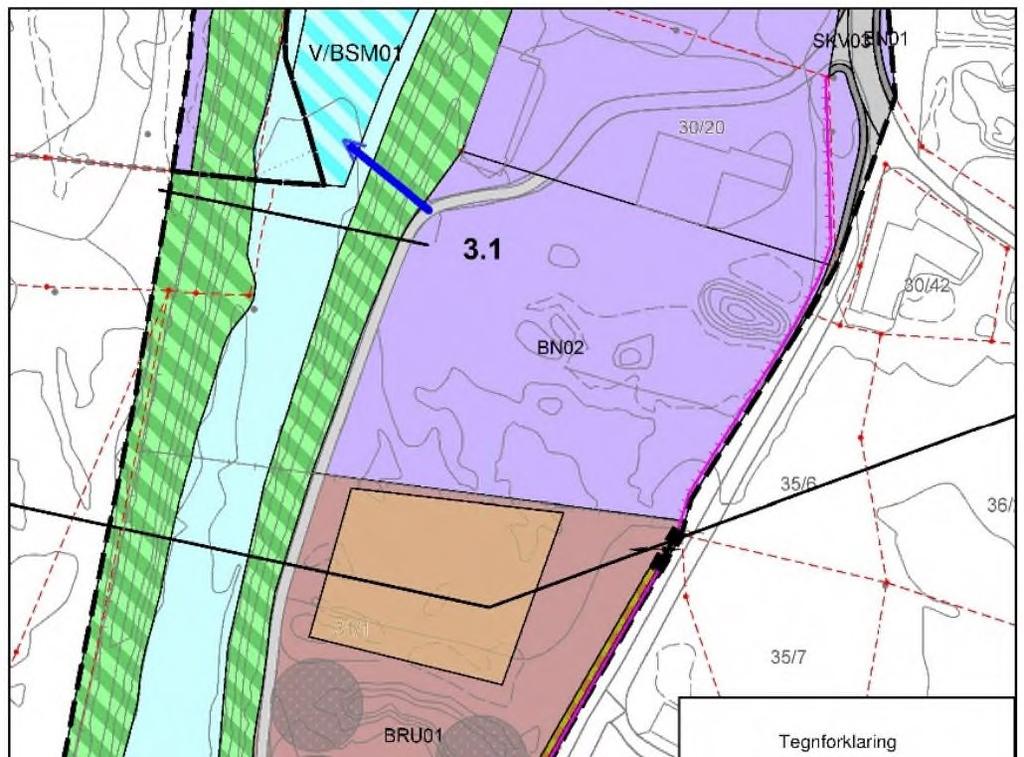 Det legges opp til adkomster som beskrevet i forrige kapittel. Masselagringsplassen planlegges å ha maskinoppstilling lengst nord og masselager i den sørlige delen av BRU01.