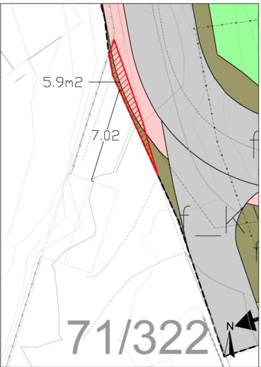 Innkjøring til garasjen på eiendom 71/322 og eventuell biloppstillingsplass i forkant blir ikke påvirket av planen, da det vil være 7 meter fra fortauskant og frem til garasjen.