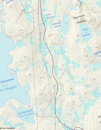 Temperaturlogger Figur 1. Oversikt over elektriske fiskestasjoner etablert i Kongsfjordelva 1-3. september 214.