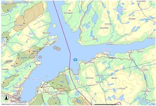 Vedlegg 6.3.4 Naturdatabase Kart over artsdata i nærhet til lokaliteten. Hentet fra Direktoratet for Naturforvaltnings Naturbases nettside; http://dnweb12.dirnat.